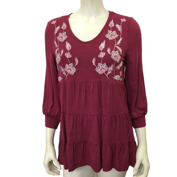 CUPIO $68 3/4 SLEEVE V NECK TOP SM NEW WITH TAG - Picture 1 of 6